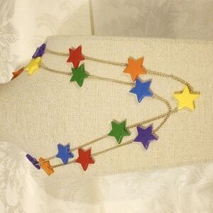 Statement Acrylic Primary Colors Star Station 40in necklace